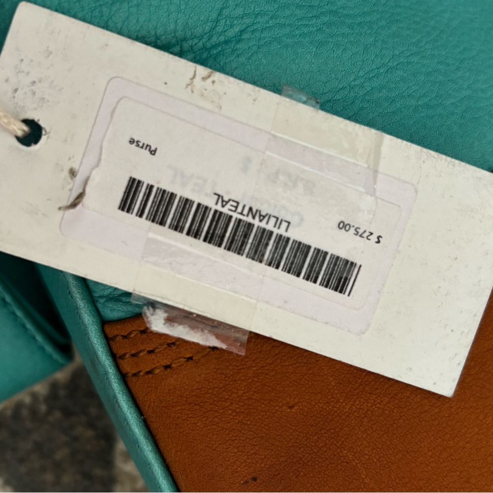 Aqua/Camel Leather Bag - NEW - Nappa Leather Handbag - Leather Purse - Picture 11 of 15